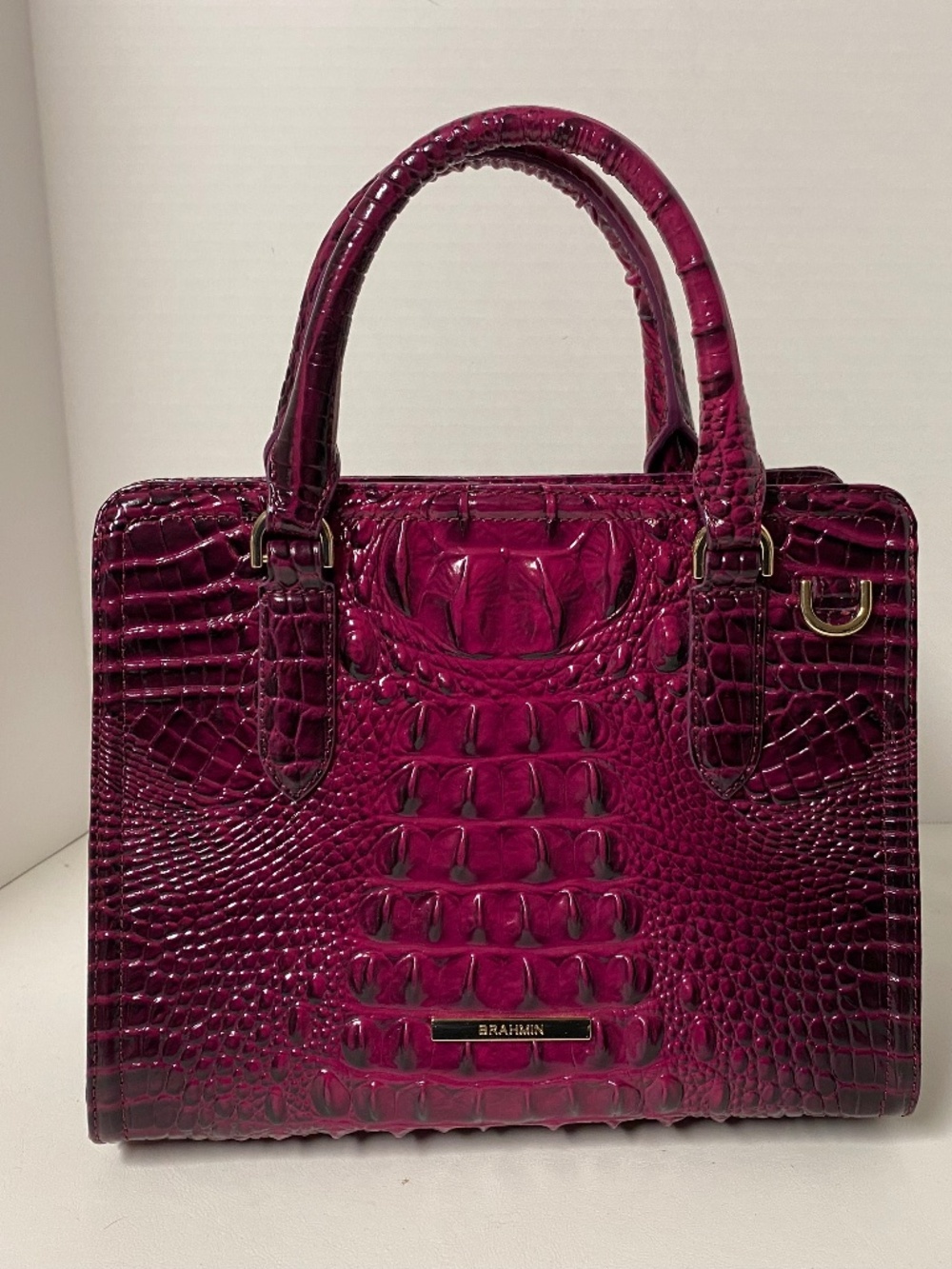 Brahmin Cami Bag • Melbourne Leather Satchel • Purple • Two handle • Zip Close